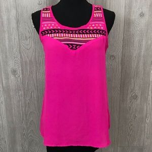 Hot Pink Tribal Embroidered Tank